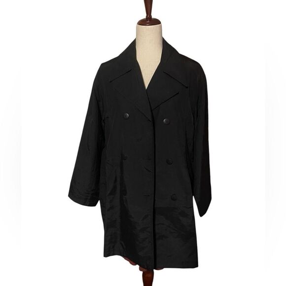 Sigrid Olsen black nylon trench coat mid length size small - Picture 3 of 5